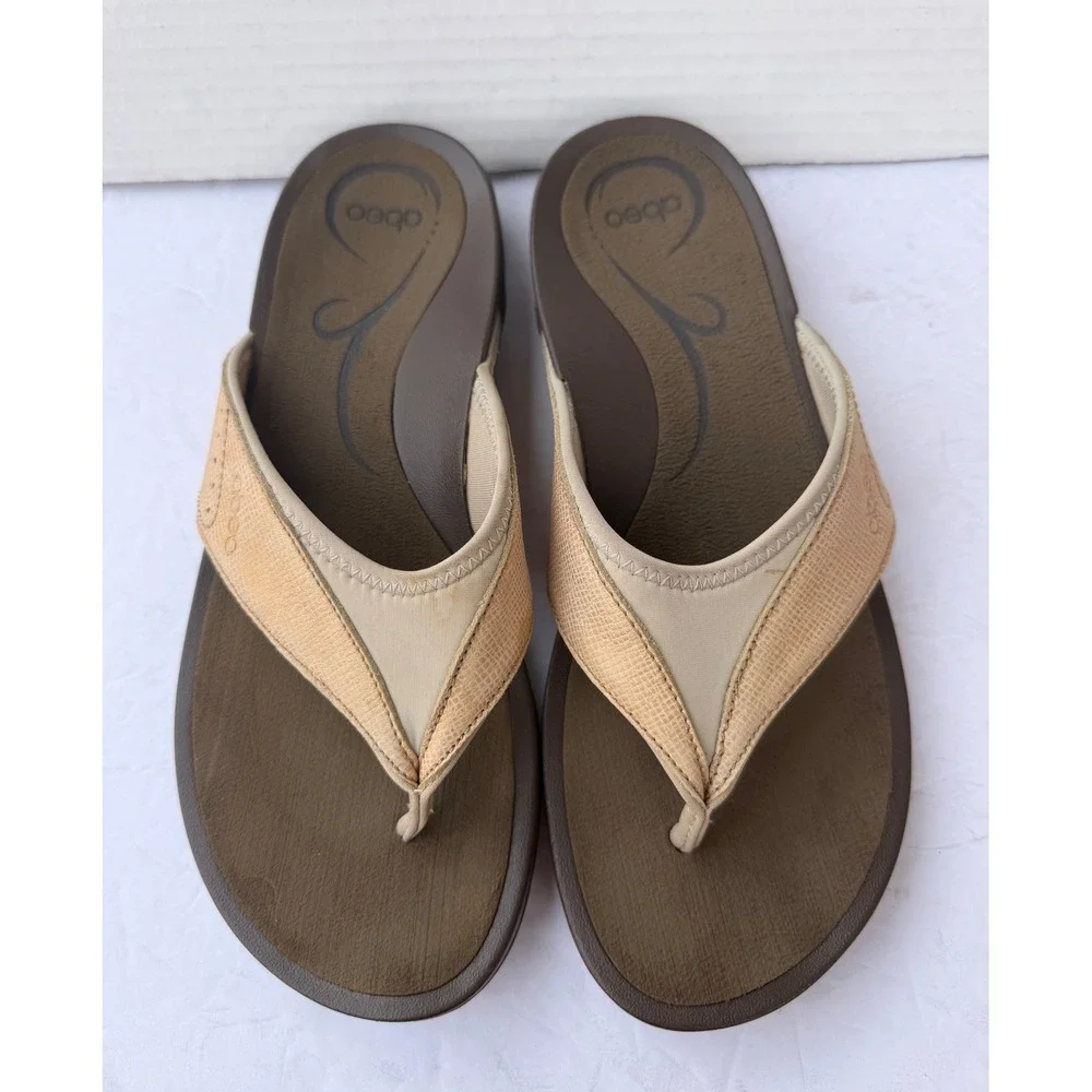 Abeo B.I.O. System Cream Beige Comfort Flip Flop Thong‎ Sandals Sz 9